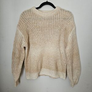 A New Day Sweater Crewneck Tan Cream Knit Neutral Casual Comfy